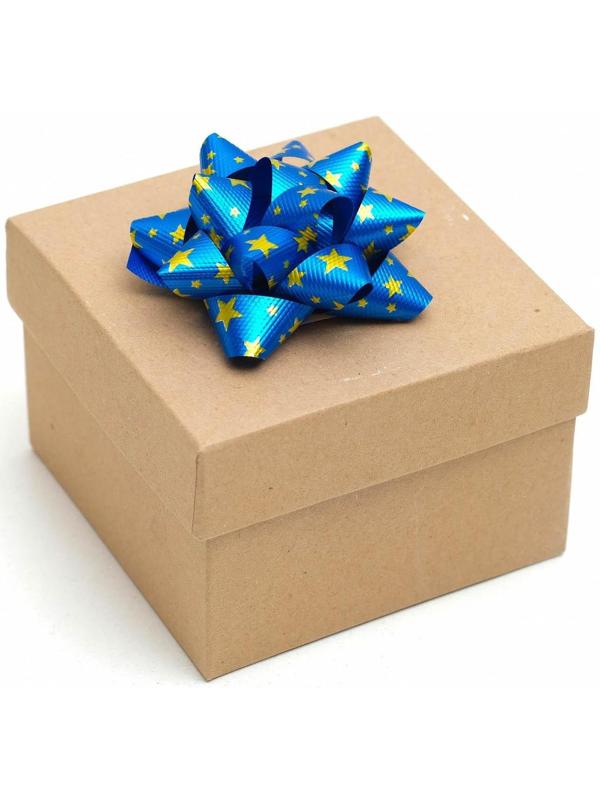 Бант-звезда №7,5, фасовка 8 шт., металик с рисунком, микс