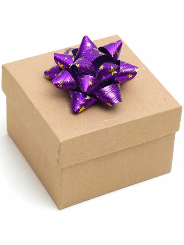 Бант-звезда №7,5, фасовка 8 шт., металик с рисунком, микс