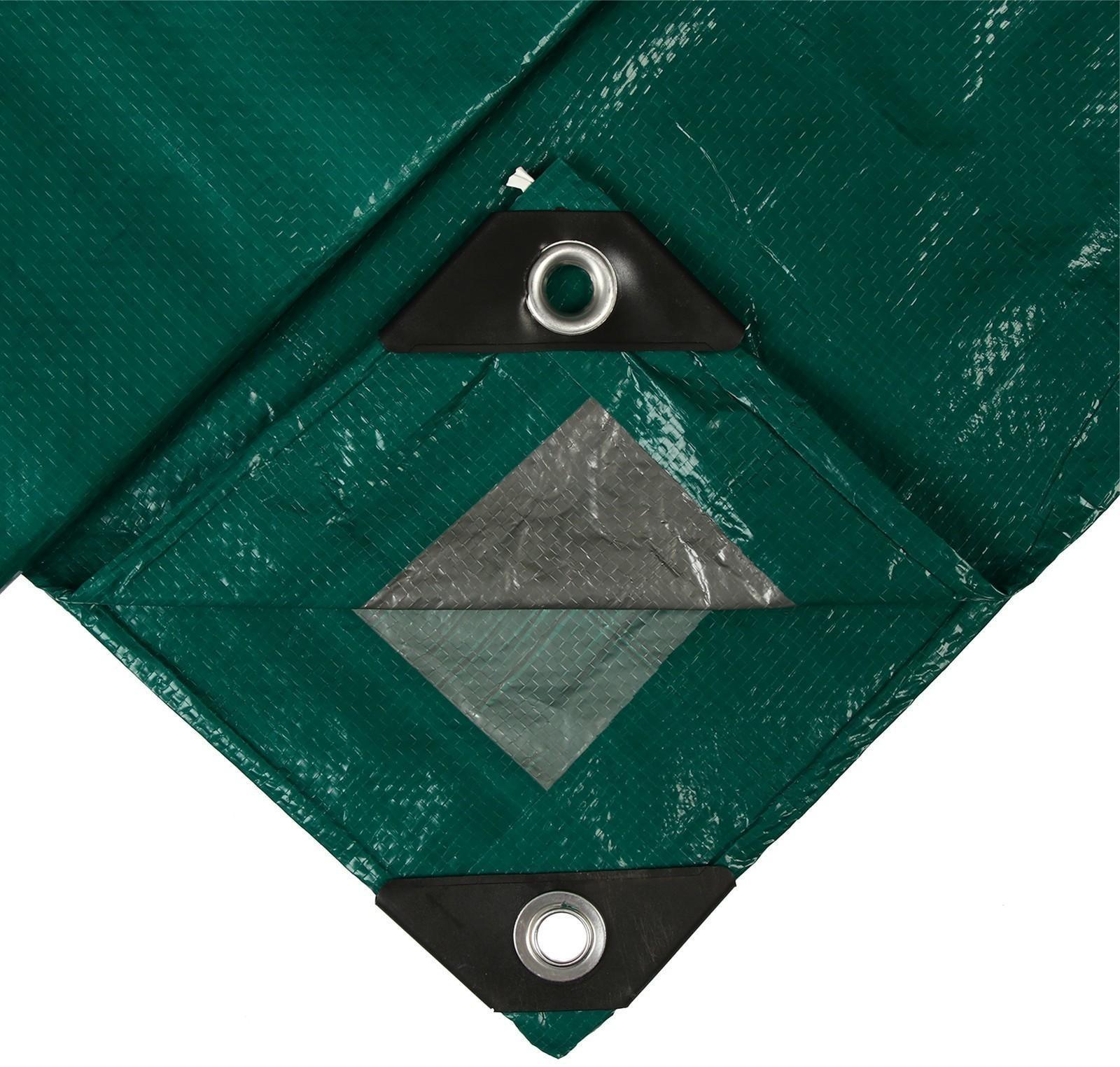 Тент защитный, 5 × 4 м, плотность 120 г/м², УФ, люверсы шаг 1 м, зелёный/серебристый