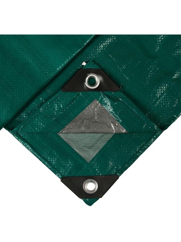 Тент защитный, 5 × 4 м, плотность 120 г/м², УФ, люверсы шаг 1 м, зелёный/серебристый