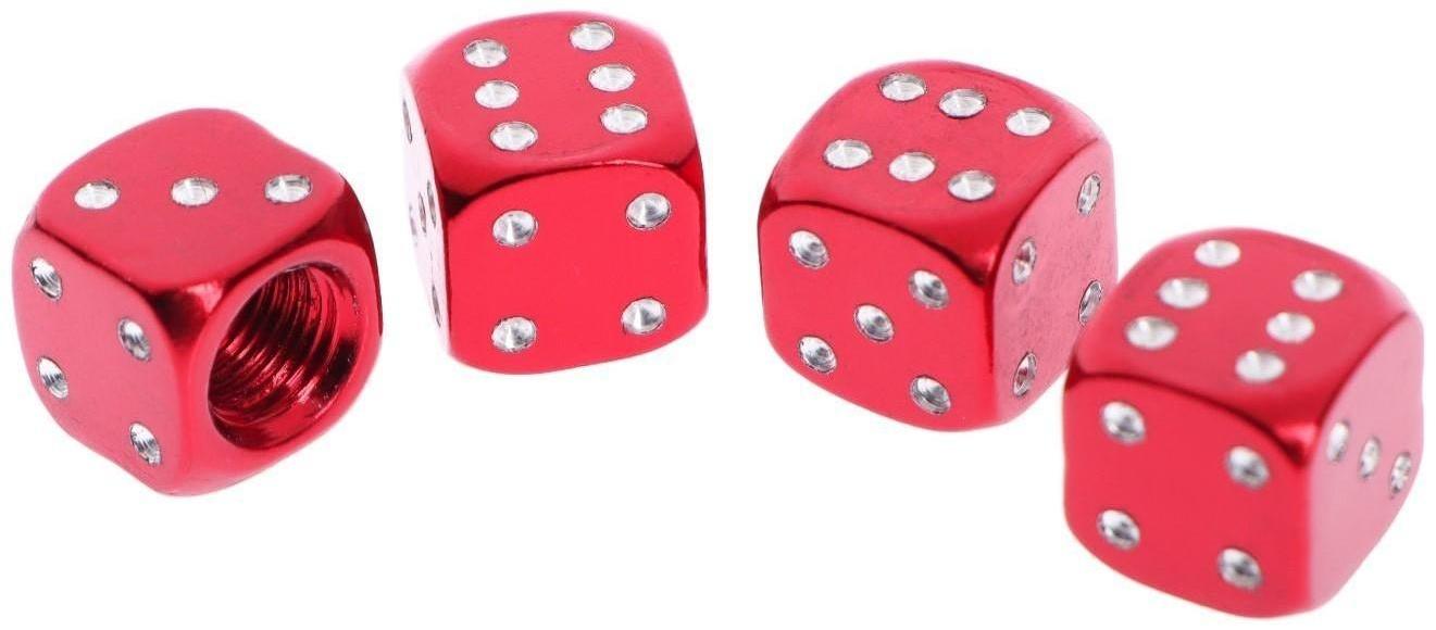 Колпачок на вентиль, кубик, красный, набор 4 шт