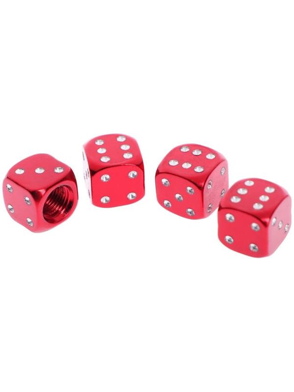 Колпачок на вентиль, кубик, красный, набор 4 шт