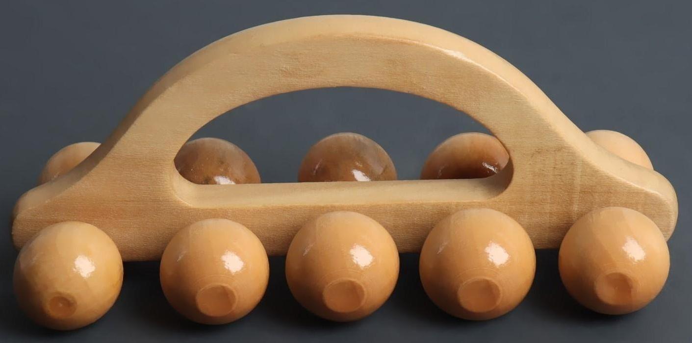 Массажёр «Гусеница», универсальный, 17,5 × 7,5 × 6,5 см, 10 шариков, деревянный