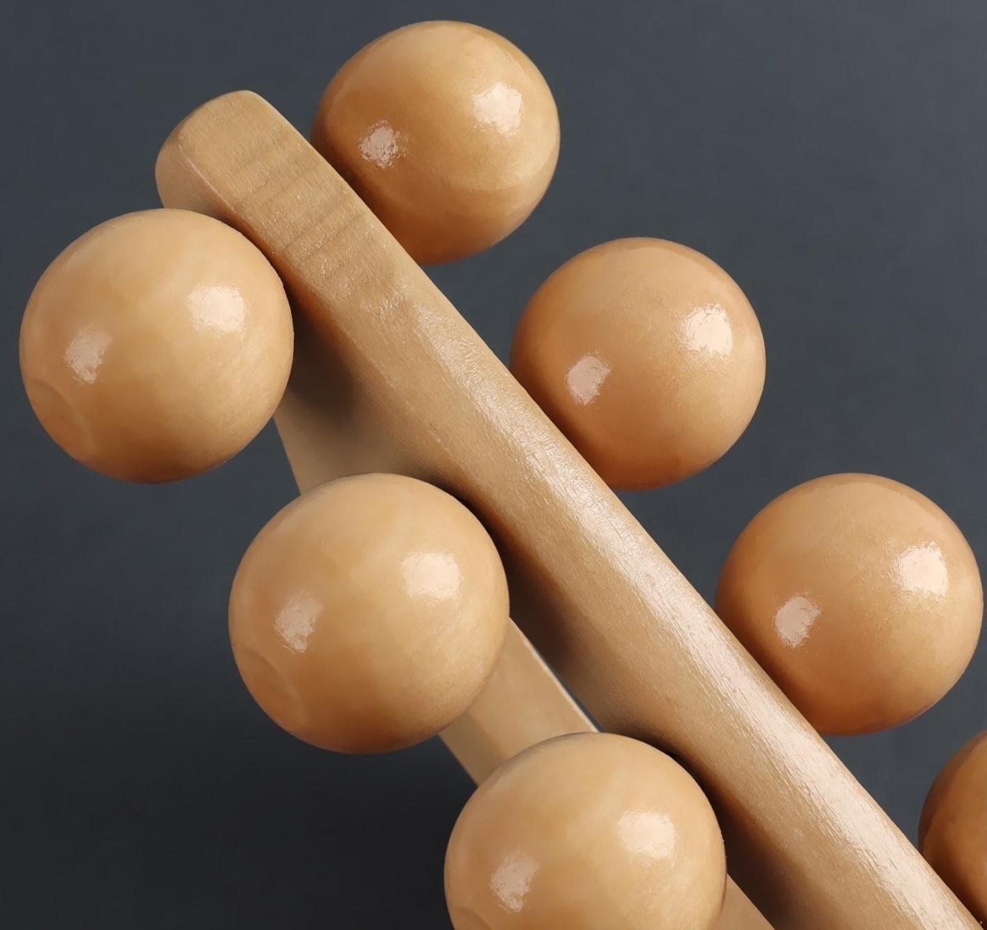 Массажёр «Гусеница», универсальный, 17,5 × 7,5 × 6,5 см, 10 шариков, деревянный