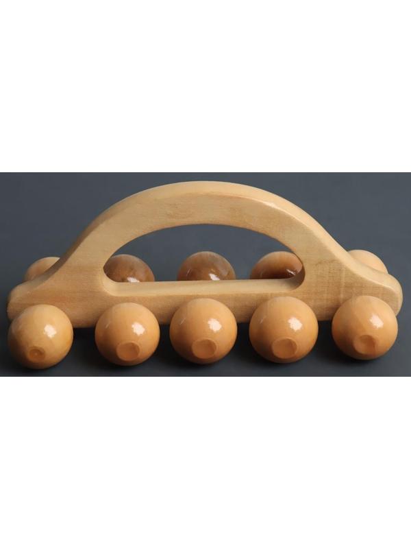 Массажёр «Гусеница», универсальный, 17,5 × 7,5 × 6,5 см, 10 шариков, деревянный