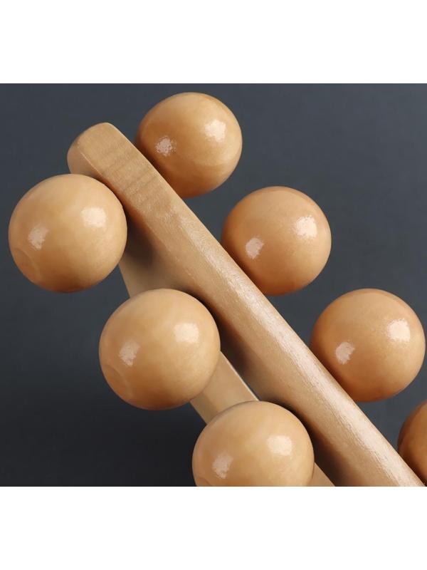 Массажёр «Гусеница», универсальный, 17,5 × 7,5 × 6,5 см, 10 шариков, деревянный