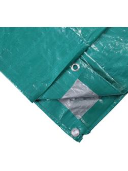 Тент защитный, 3 × 2 м, плотность 120 г/м², УФ, люверсы шаг 1 м, зелёный/серебристый