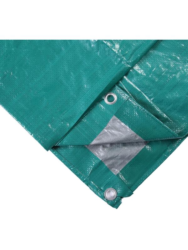 Тент защитный, 3 × 2 м, плотность 120 г/м², УФ, люверсы шаг 1 м, зелёный/серебристый