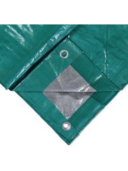 Тент защитный, 4 × 3 м, плотность 120 г/м², УФ, люверсы шаг 1 м, зелёный/серебристый