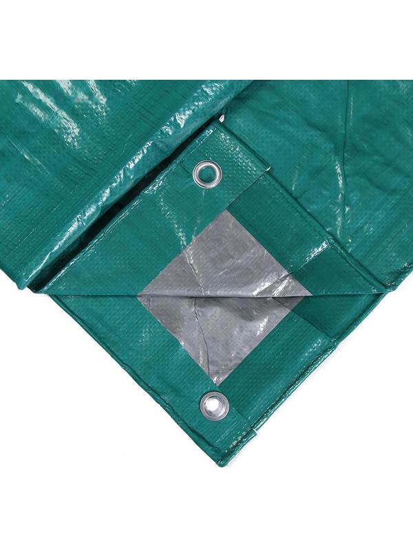 Тент защитный, 4 × 3 м, плотность 120 г/м², УФ, люверсы шаг 1 м, зелёный/серебристый