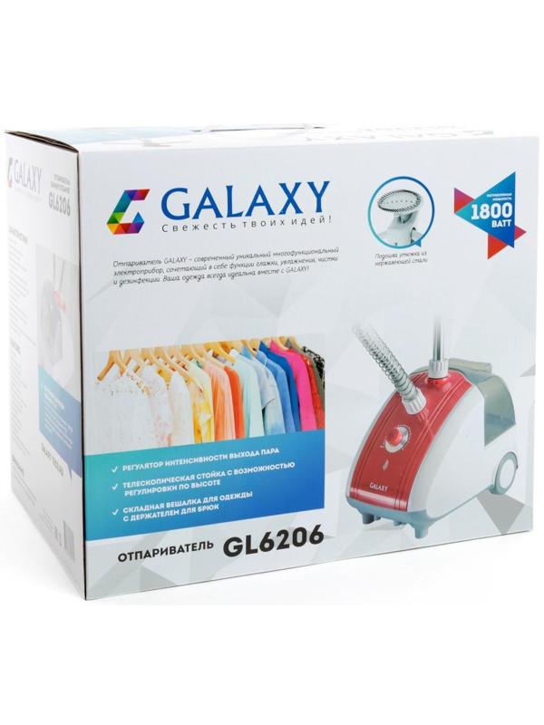 Отпариватель Galaxy GL 6206, напольный, 1800 Вт, 2300 мл, 40 г/мин, бело-красный
