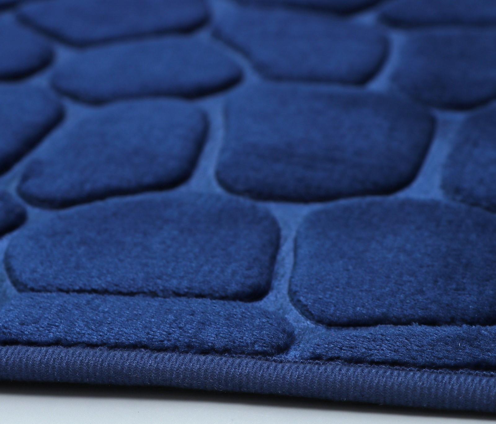 Набор ковриков для ванной и туалета Доляна «Камни», объёмные, 2 шт: 40×50, 50×80 см, цвет синий