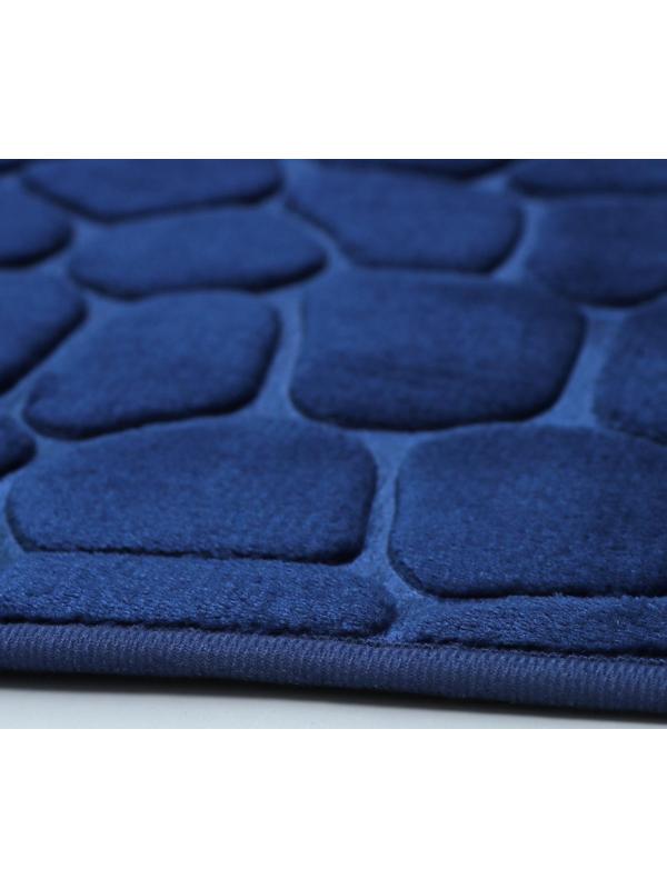 Набор ковриков для ванной и туалета Доляна «Камни», объёмные, 2 шт: 40×50, 50×80 см, цвет синий