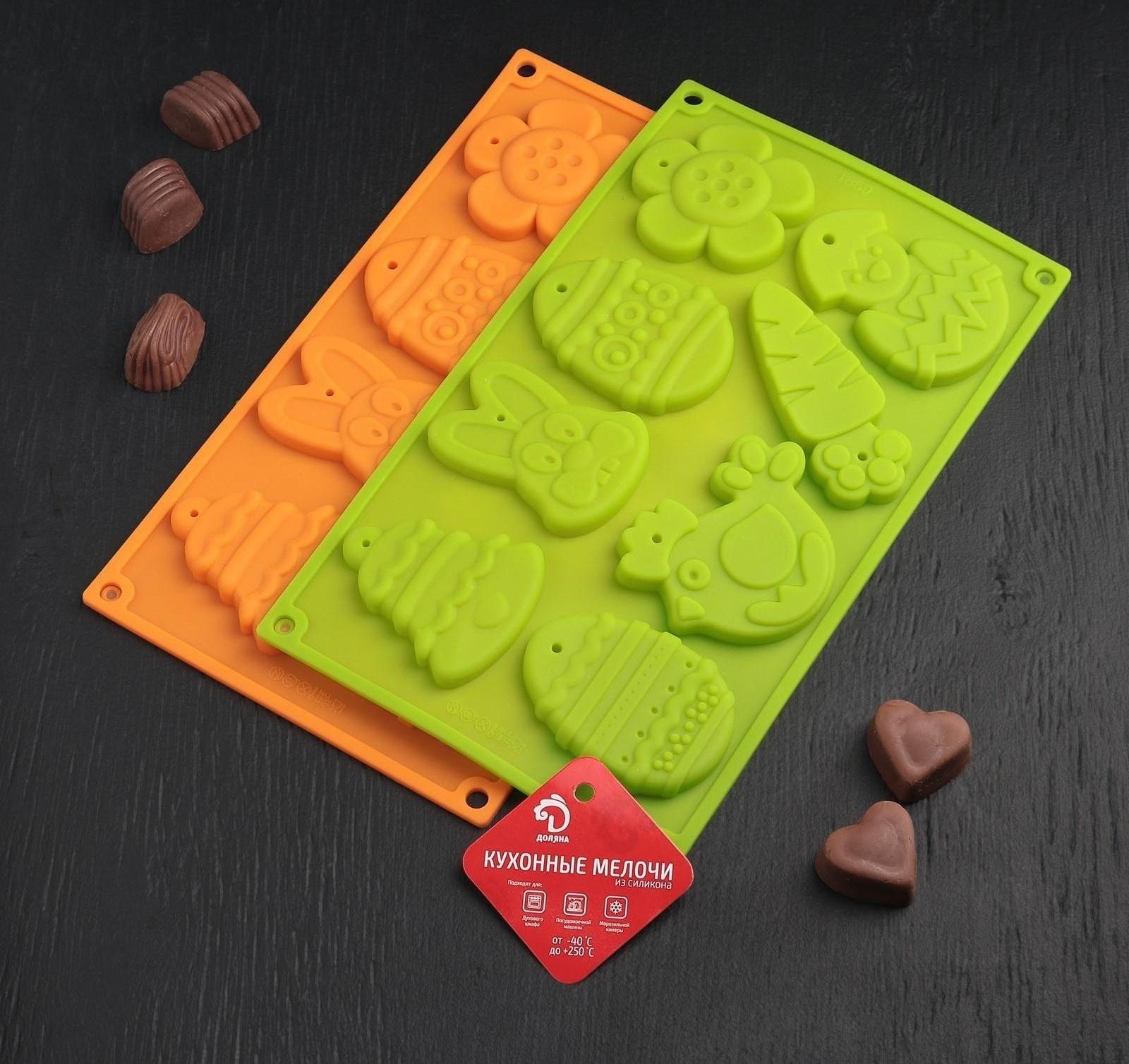 Форма для шоколада силиконовая Доляна «Животные», 30×17×1 см, 8 ячеек (7,7×6 см), цвет МИКС