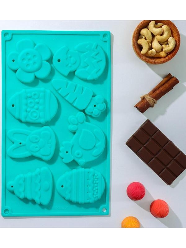 Форма для шоколада силиконовая Доляна «Животные», 30×17×1 см, 8 ячеек (7,7×6 см), цвет МИКС