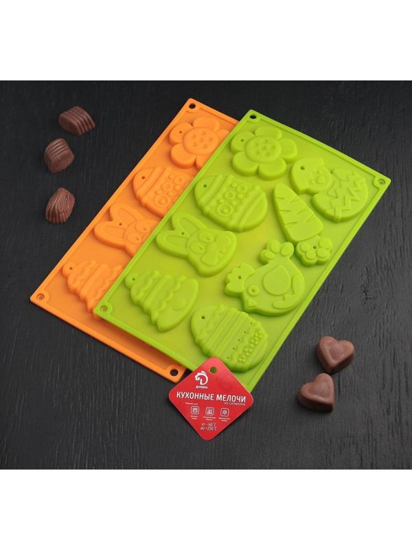 Форма для шоколада силиконовая Доляна «Животные», 30×17×1 см, 8 ячеек (7,7×6 см), цвет МИКС