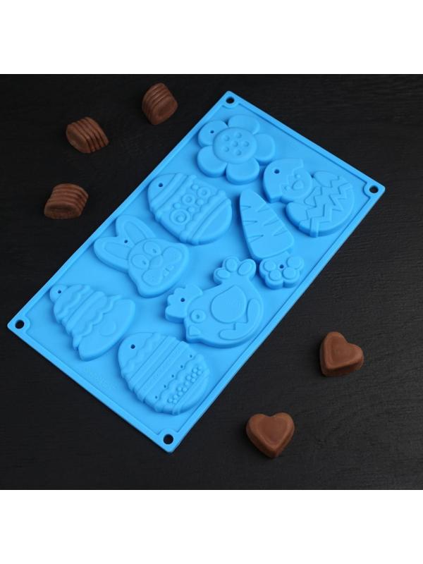 Форма для шоколада силиконовая Доляна «Животные», 30×17×1 см, 8 ячеек (7,7×6 см), цвет МИКС
