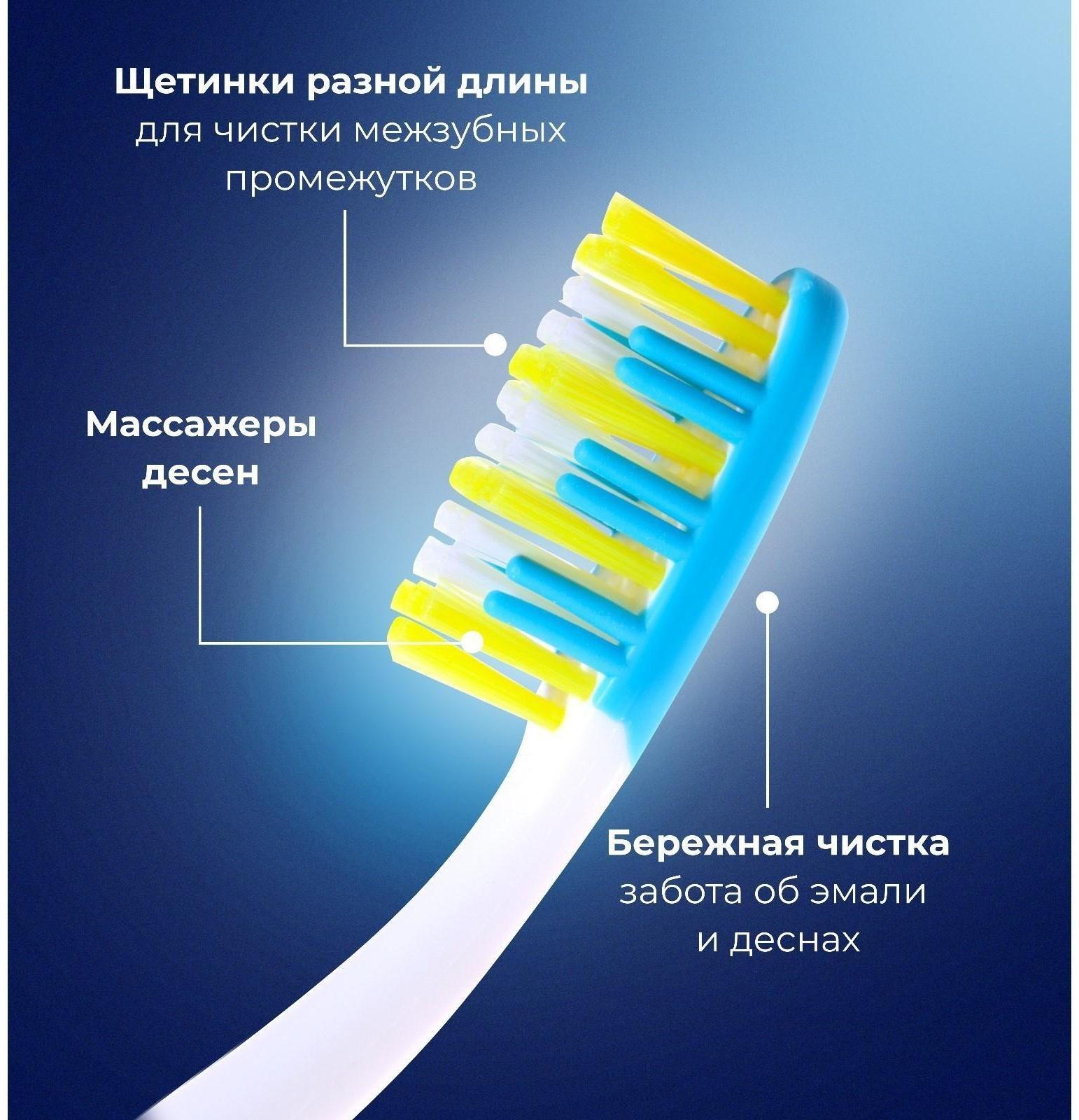 Зубная щётка Rendall 3 effect, средней жесткости, микс, 1 шт.