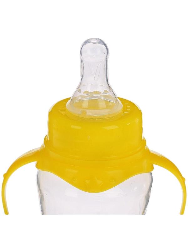 Бутылочкадлякормления детскаяприталенная,сручками,250 мл,от 0 мес.,цветжёлтыйМИКС