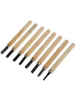 Набор резцов по дереву ЛОМ, деревянная рукоятка, 8 шт.