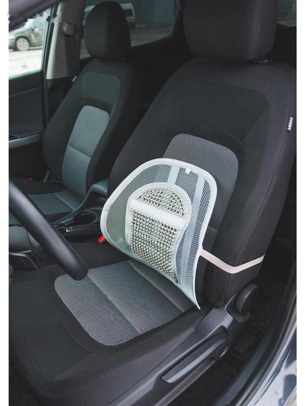 Ортопедическая спинка на сиденье с вертикальным массажером на сиденье 38x39 см, серый