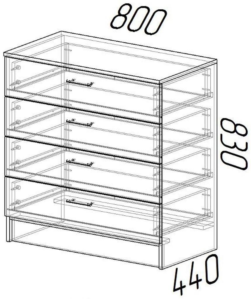 Комод Эра, 800 × 830 × 440, Венге/Лоредо