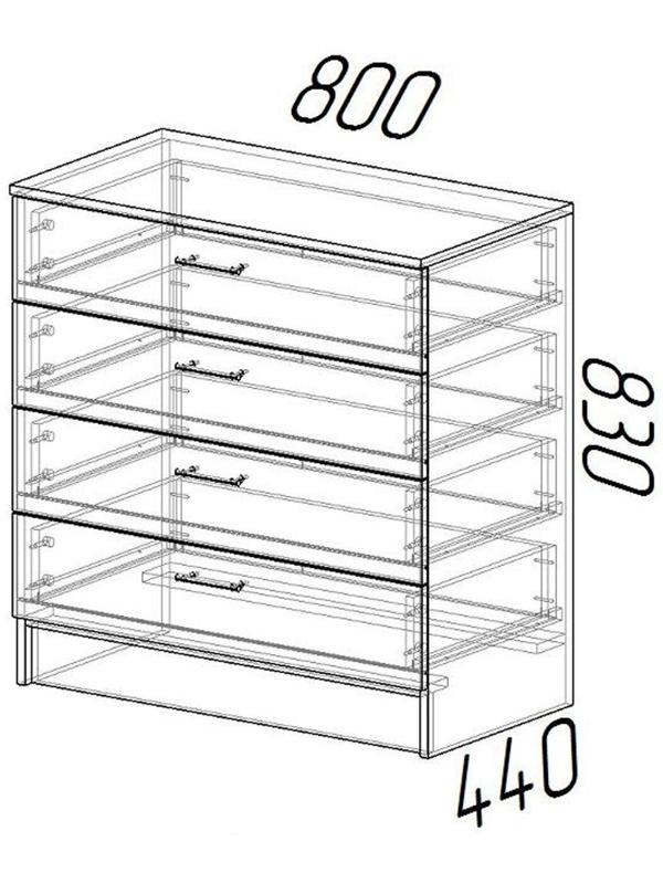 Комод Эра, 800 × 830 × 440, Венге/Лоредо