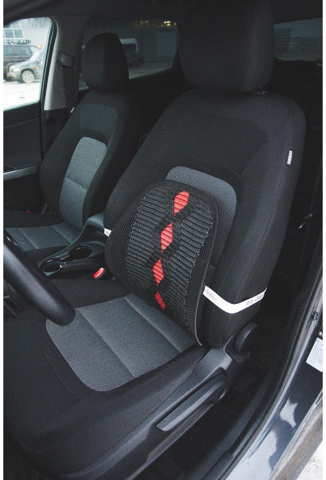 Ортопедическая спинка на сиденье усиленная, ромб, 38×39 см, черный