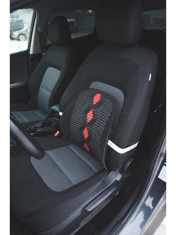 Ортопедическая спинка на сиденье усиленная, ромб, 38×39 см, черный