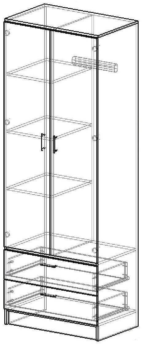 Шкаф 2-ух дверный Дуэт 800х480х2200 Венге/Лоредо