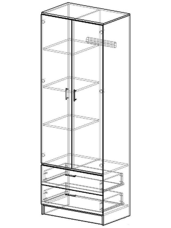 Шкаф 2-ух дверный Дуэт 800х480х2200 Венге/Лоредо