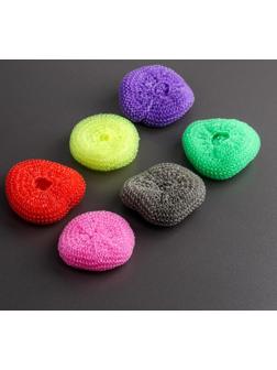 Набор губок для мытья посуды Доляна «Бублик», 6 шт, пластик, цвет МИКС