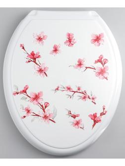 Сиденье для унитаза с крышкой «Декор. Сакура», цвет белый
