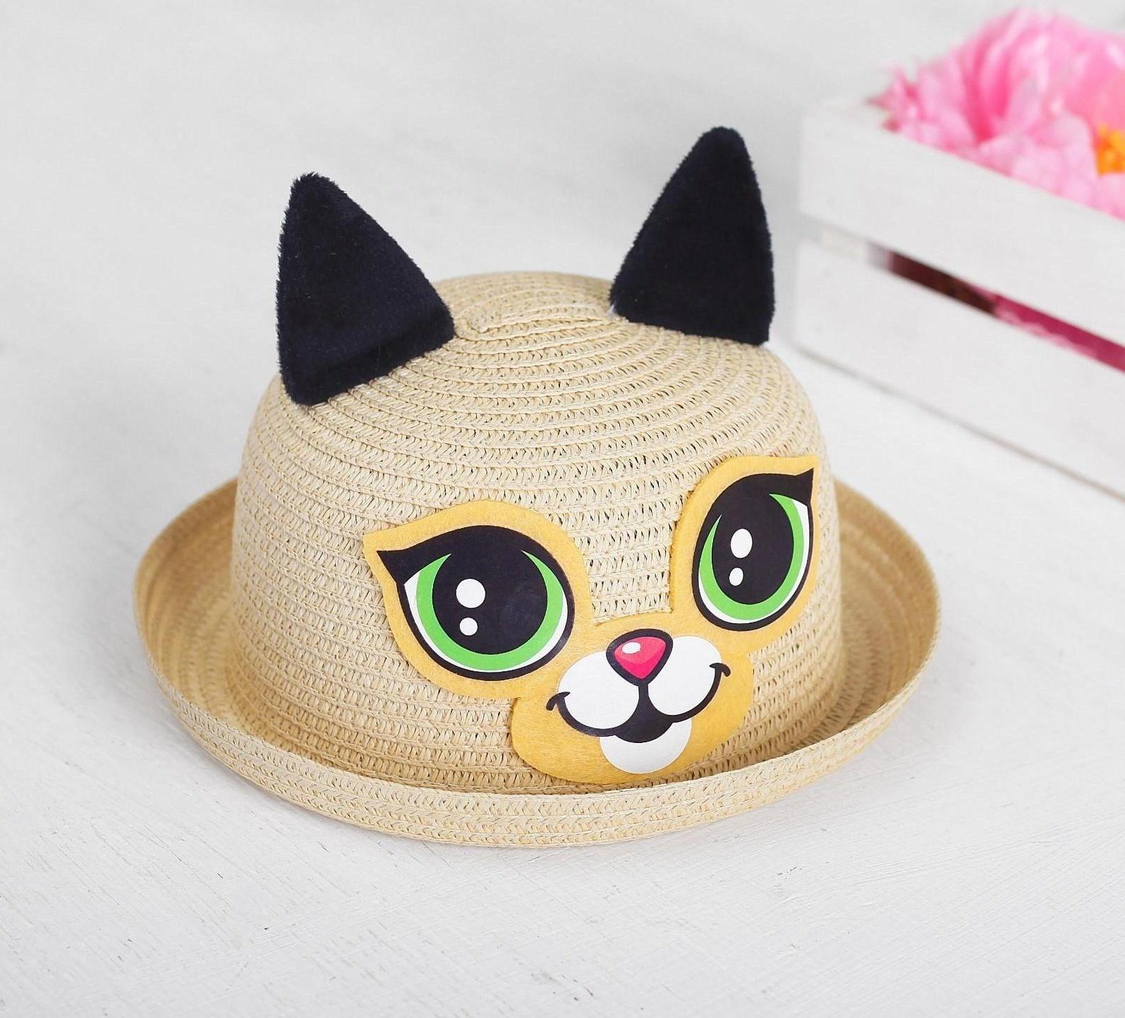 Панама с ушками «Котик», детская, р-р. 54 см., от 2 до 6 лет