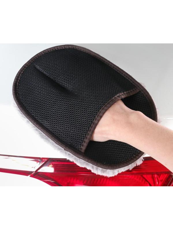 Варежка для полировки односторонняя 23x17 см, искусственный мех, микс