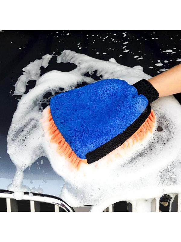 Варежка для мытья авто, 25×19 см, двухсторонняя, микс