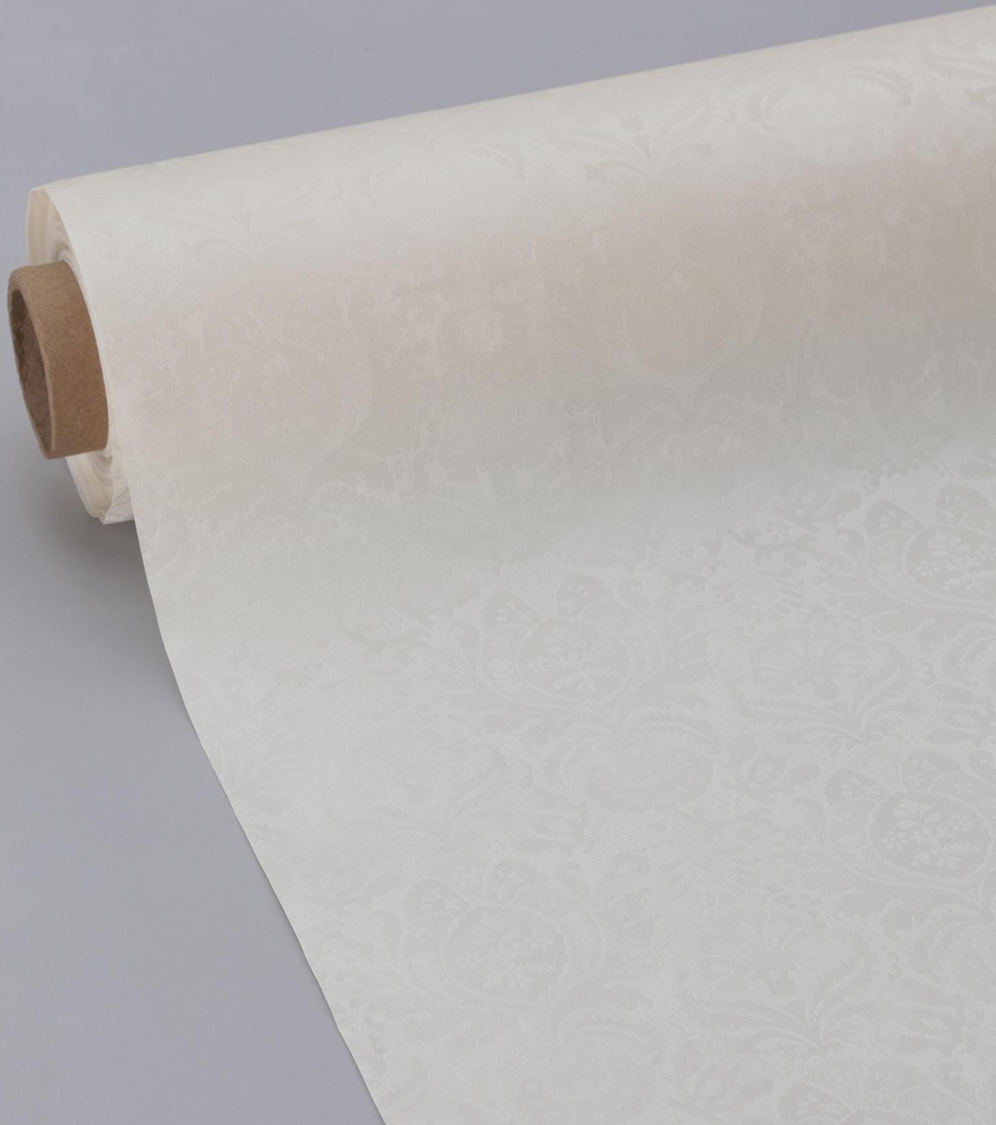 Клеёнка столовая на тканой основе с тиснением «Вензеля», 1,35×20 м, 330 (+/- 80) г/ кв.м, цвет белый