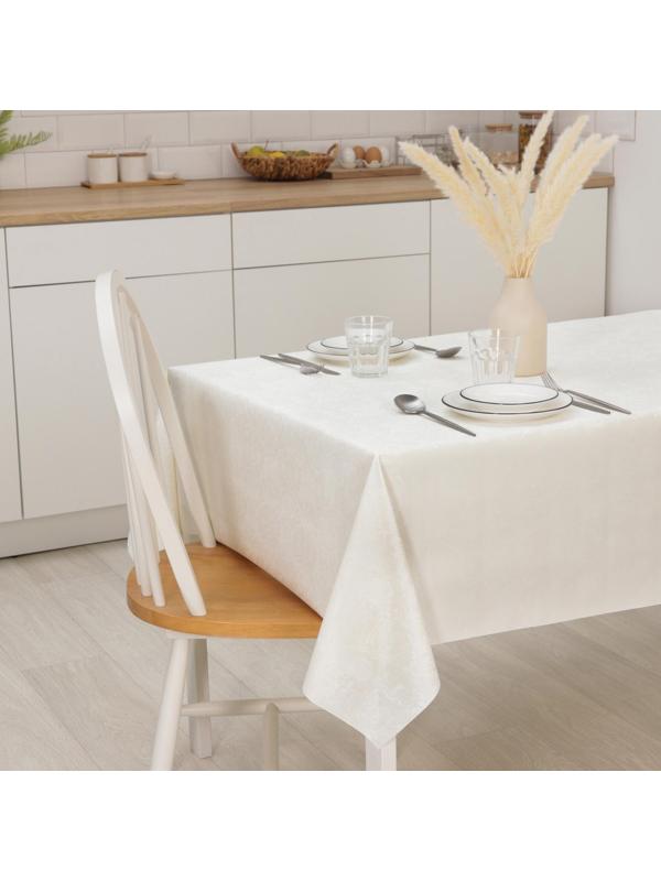 Клеёнка столовая на тканой основе с тиснением «Вензеля», 1,35×20 м, 330 (+/- 80) г/ кв.м, цвет белый