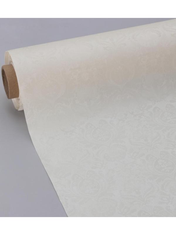 Клеёнка столовая на тканой основе с тиснением «Вензеля», 1,35×20 м, 330 (+/- 80) г/ кв.м, цвет белый