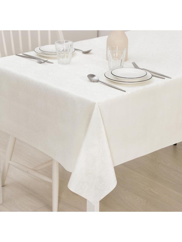 Клеёнка столовая на тканой основе с тиснением «Вензеля», 1,35×20 м, 330 (+/- 80) г/ кв.м, цвет белый