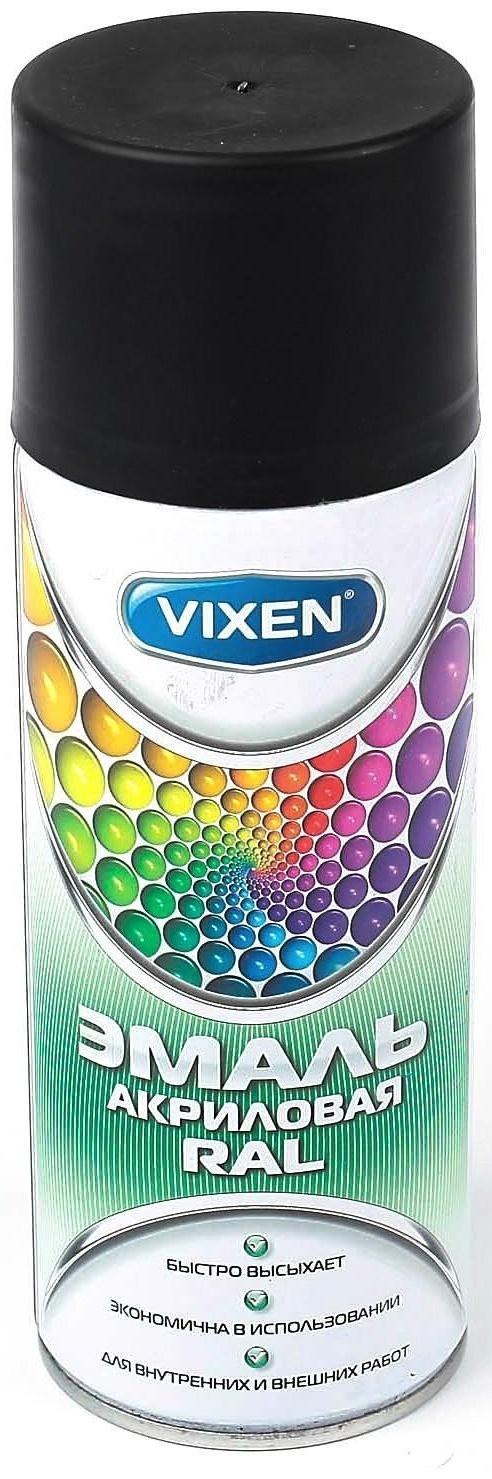 Эмаль акриловая VIXEN, черный янтарь матовый, RAL 9005, аэрозоль, 520 мл