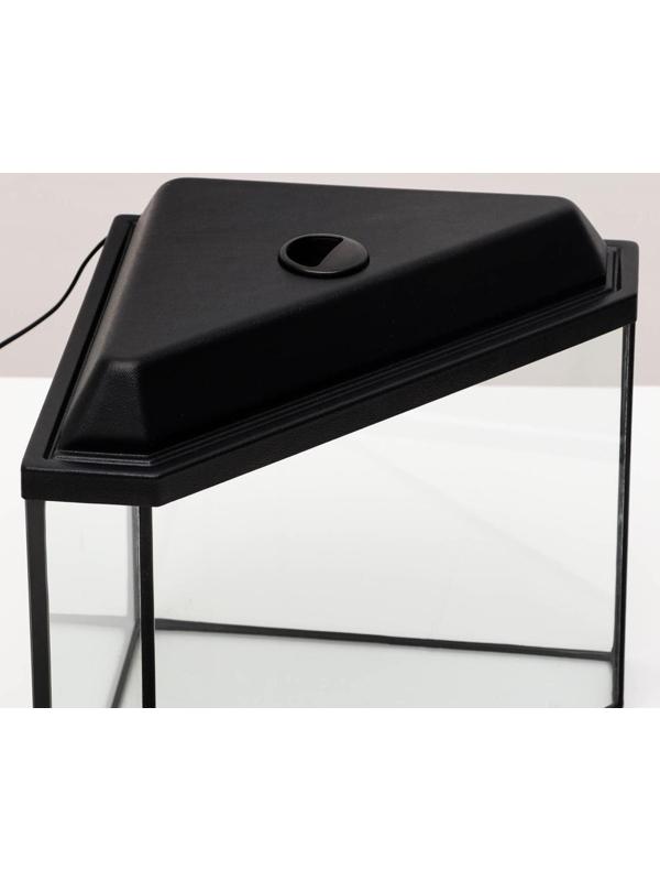 Аквариум дельта угловой с крышкой, 25 литров, 34 х 34 х 31/37,5 см, чёрный