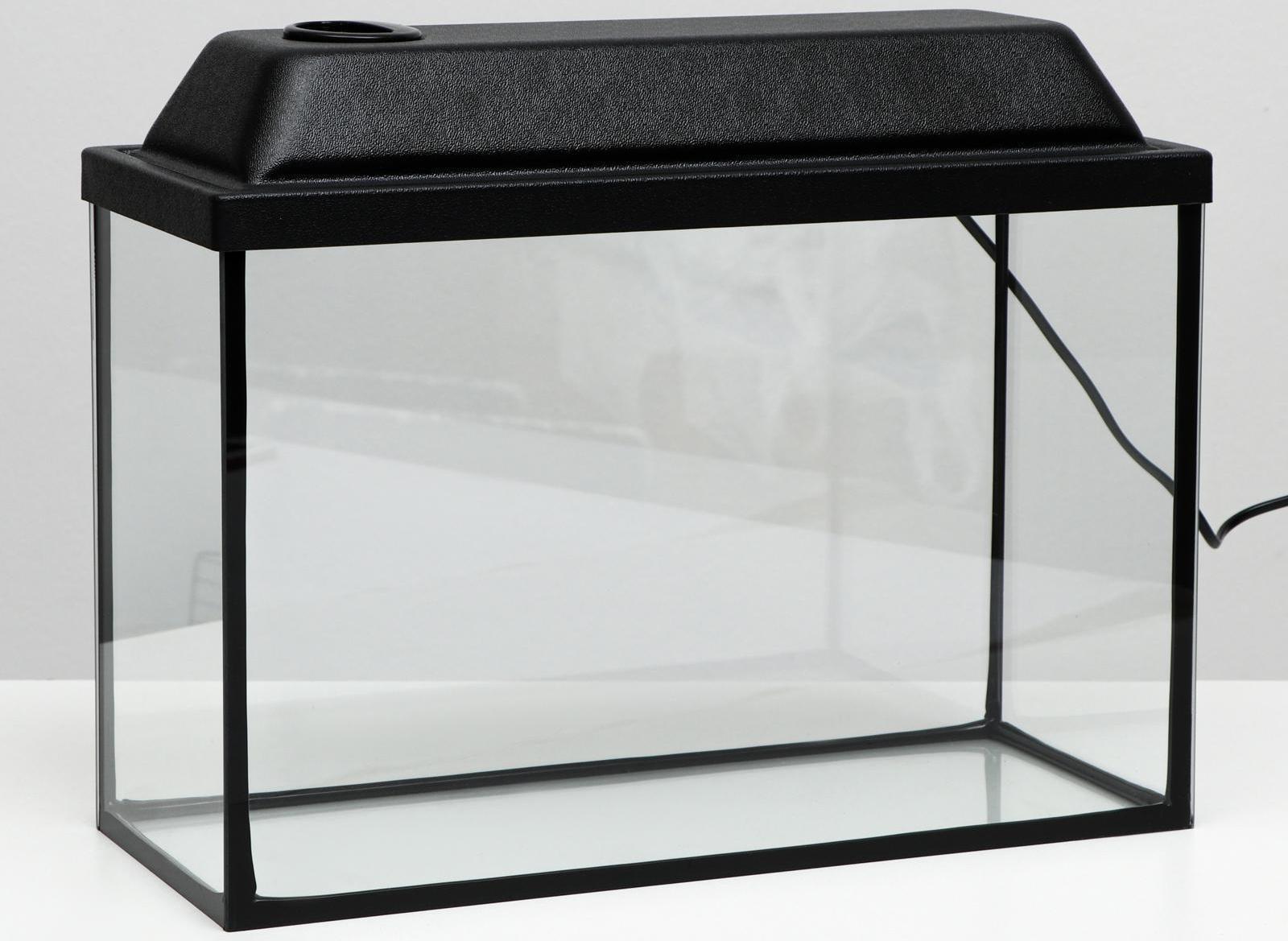 Аквариум Атолл, прямоугольный, с крышкой, 20 литров, 38 х 19 х 28/33 см, чёрный