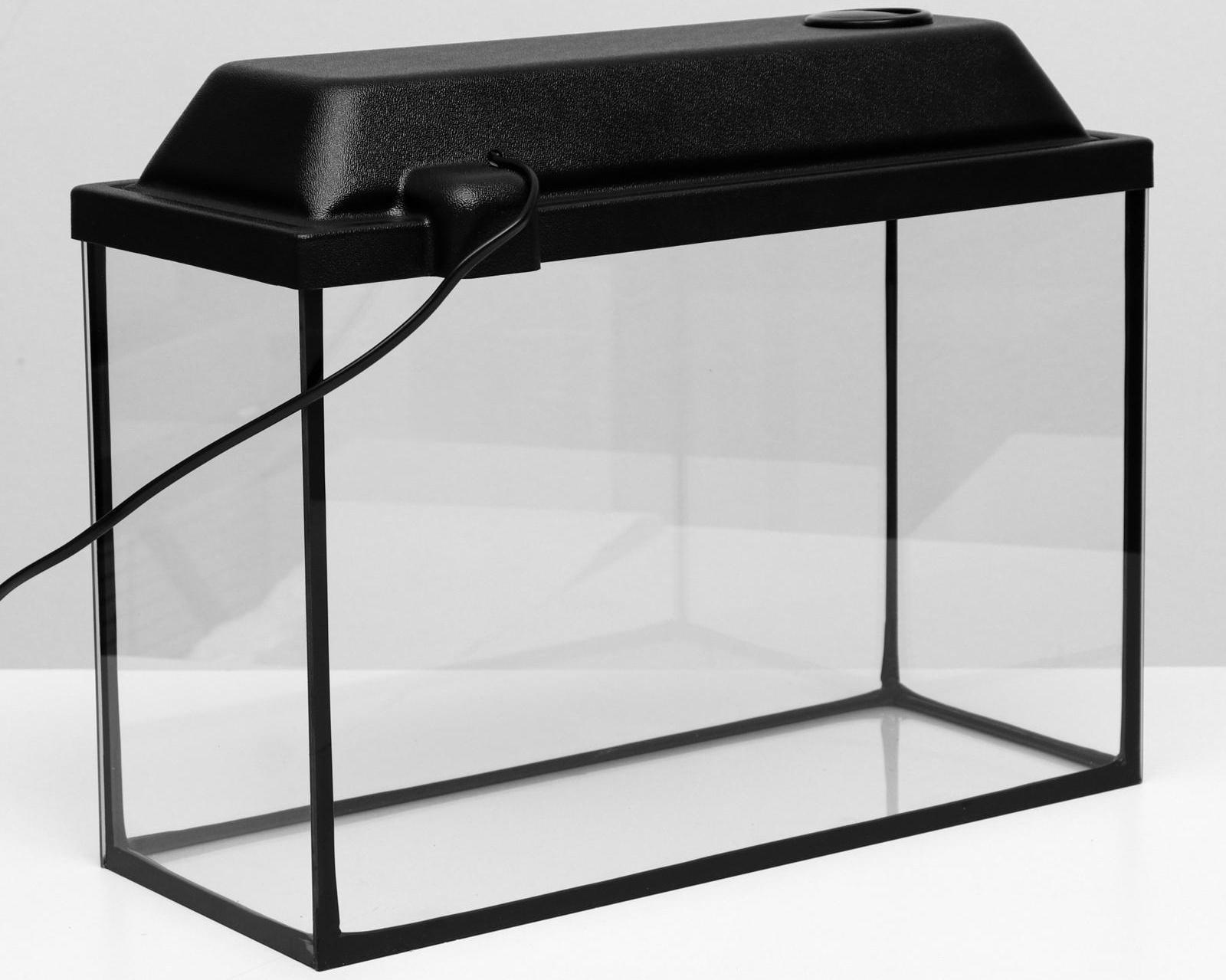 Аквариум Атолл, прямоугольный, с крышкой, 20 литров, 38 х 19 х 28/33 см, чёрный