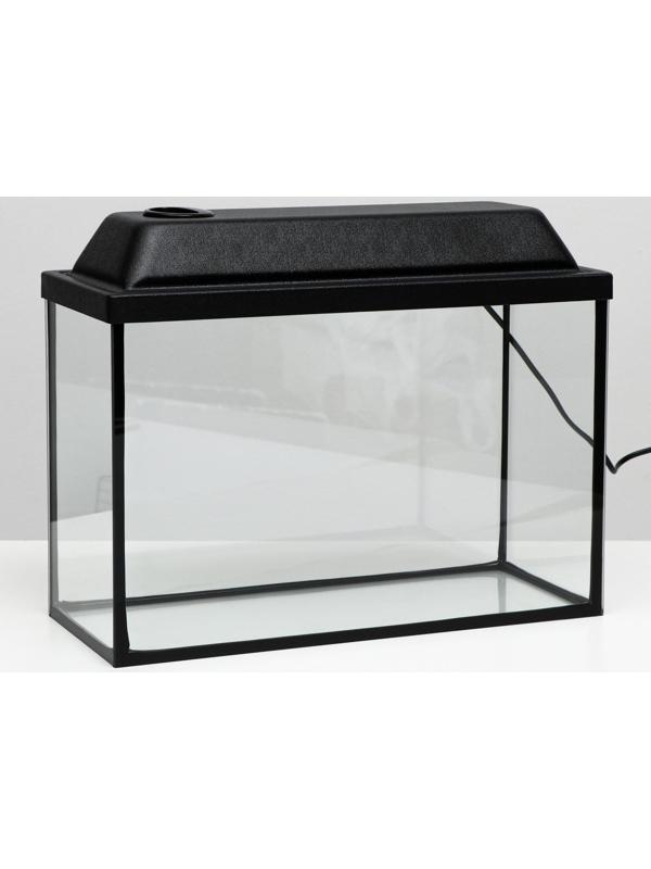 Аквариум Атолл, прямоугольный, с крышкой, 20 литров, 38 х 19 х 28/33 см, чёрный