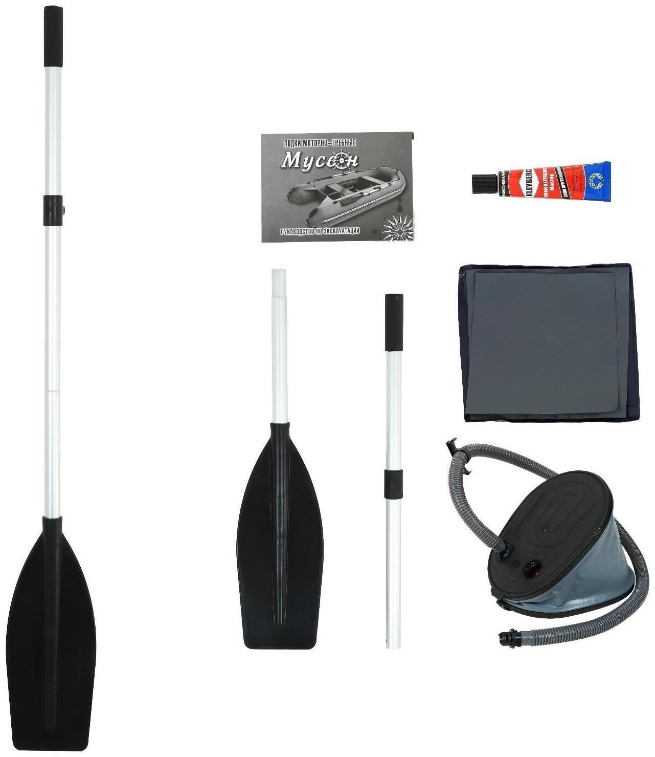 Лодка YUGANA 3400 СК, слань+киль, цвет серый/синий