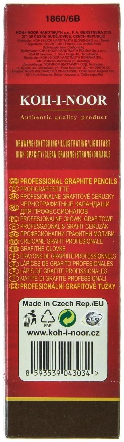Карандаш чернографитный Koh-I-Noor 1860 6B Gold Star, профессиональный