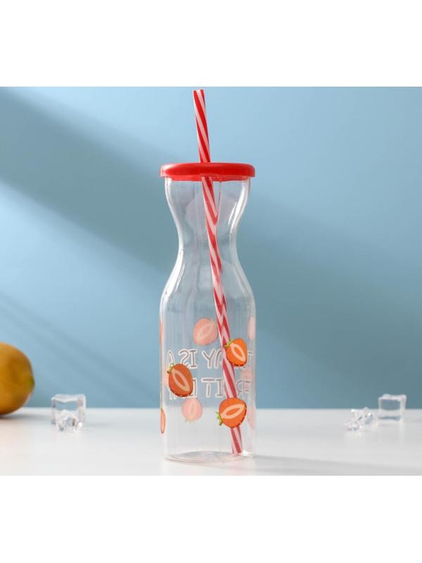 Бутылка «Цитрусовый бум», 450 мл, с трубочкой, цвет МИКС