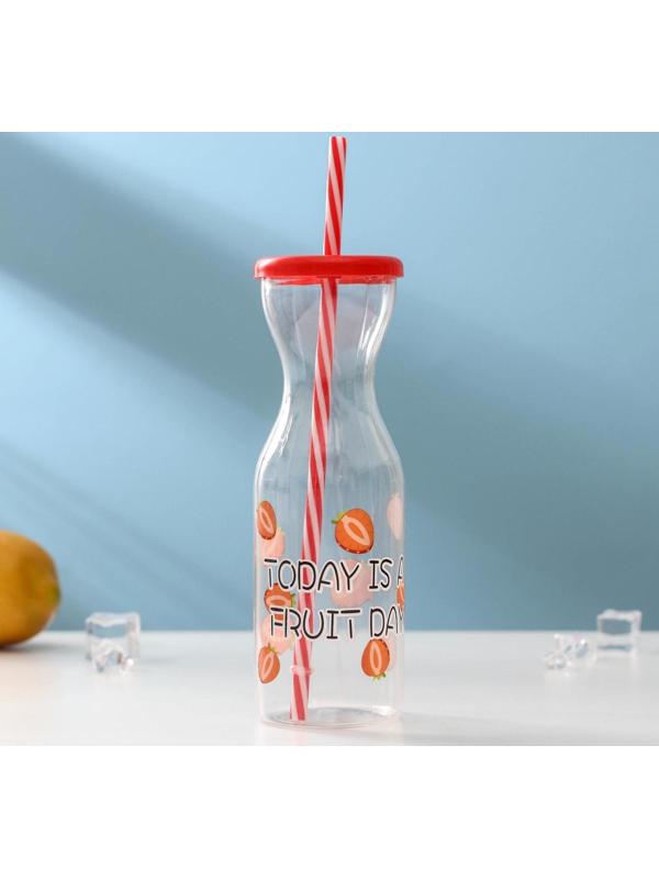 Бутылка «Цитрусовый бум», 450 мл, с трубочкой, цвет МИКС