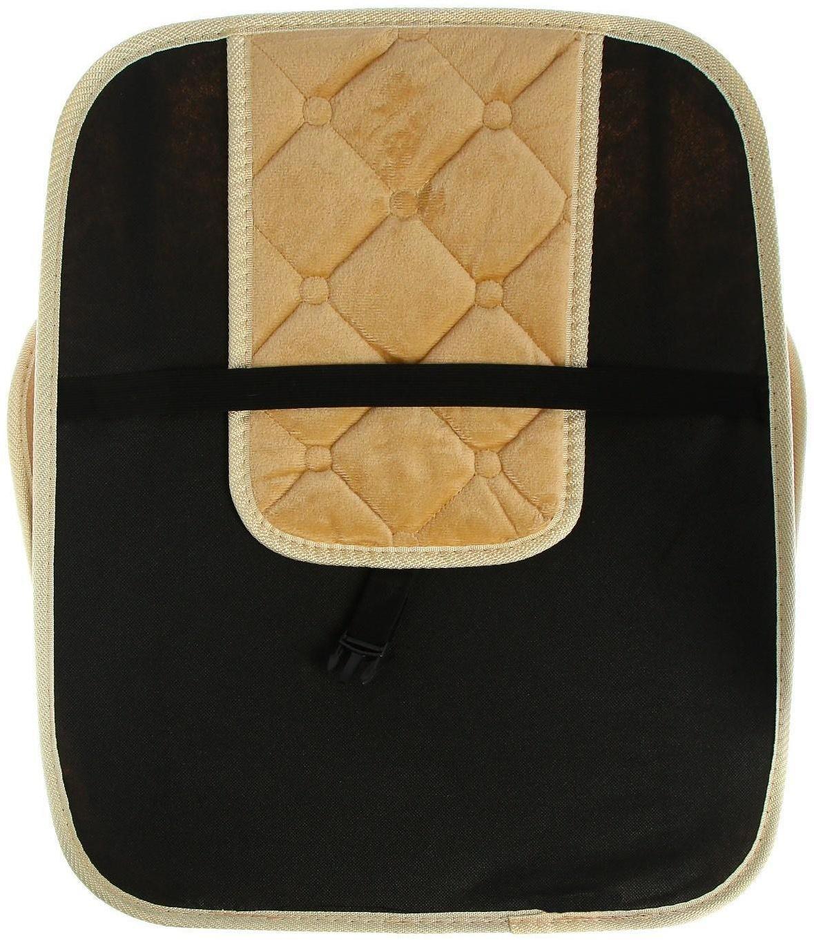 Накидка на переднее сиденье автомобиля 131х48 см, искусственный мех, бежевый